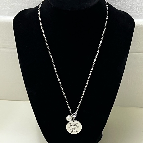 NEW Hand Stamped Necklace - Faith Over Fear - Picture 2 of 4